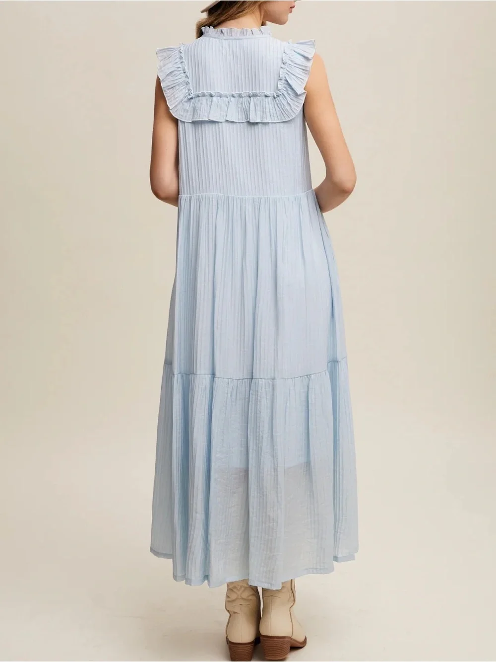 Ruffle Maxi Dress by Listicle (Blue/Pink) - Picture 2 of 6